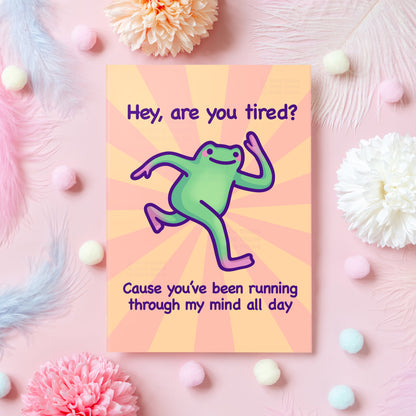 Funny Frog Anniversary Card | Running Through My Mind All Day | Anniversary or Just Because Gift for Husband, Wife, Boyfriend, Girlfriend - Her or Him