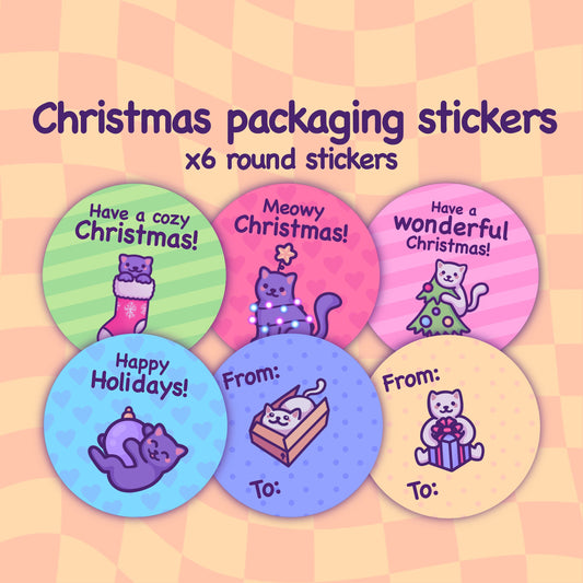 Cute Christmas Packaging Sticker Set | Xmas Sticker Sheet | Happy Holidays! | To From Gift Tags | Recyclable 63.5mm Circle Label Bundle