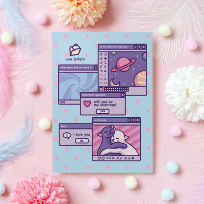 Vaporwave Valentine's Day Card | Will You Be My Valentine? | Geeky and Cute Gift for Boyfriend, Girlfriend, Wife, Husband - Her or Him