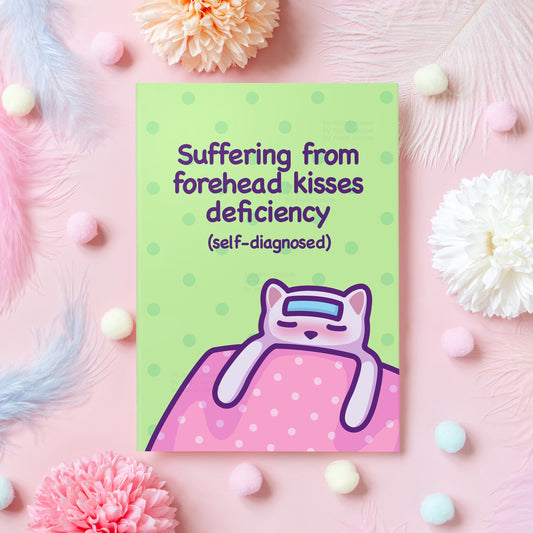 Forehead Kisses Deficiency | Cute Cat Anniversary Card