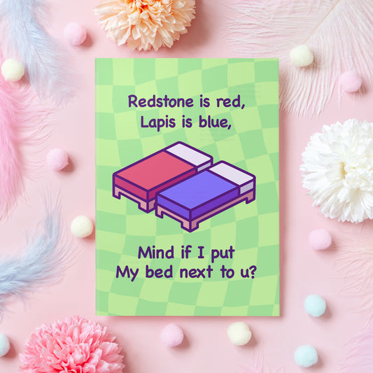 Redstone is Red, Lapis is Blue | Gamer Anniversary Card