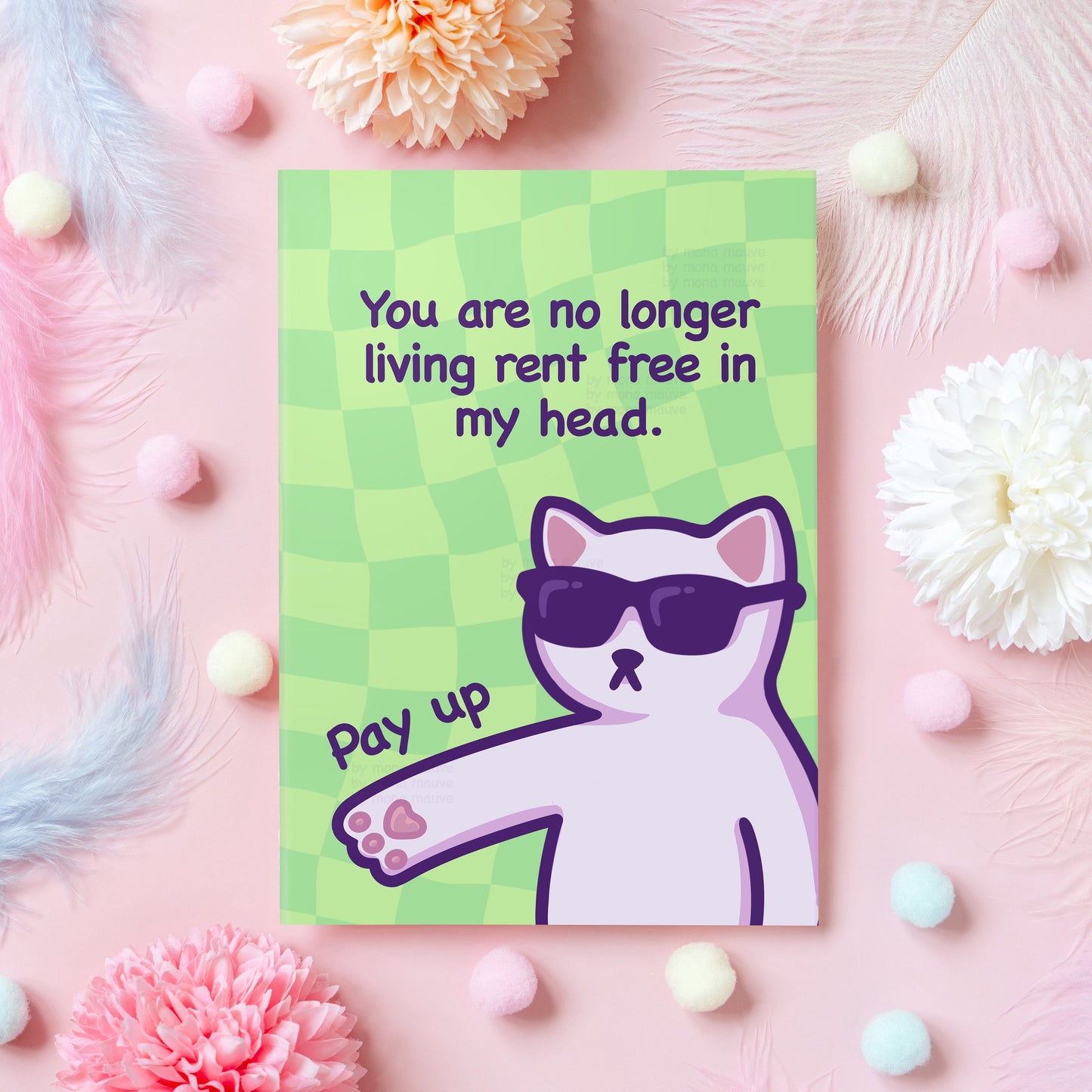 Funny Anniversary Card | Living Rent Free in My Head | Humorous Anniversary Card | For Husband, Wife, Boyfriend, Girlfriend - Her or Him