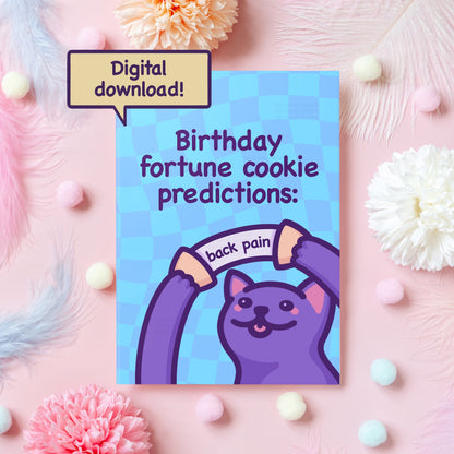 Printable Funny Birthday Card | Instant Digital Download | Back Pain Meme | Funny Gift For Boyfriend, Girlfriend, Husband - Her or Him