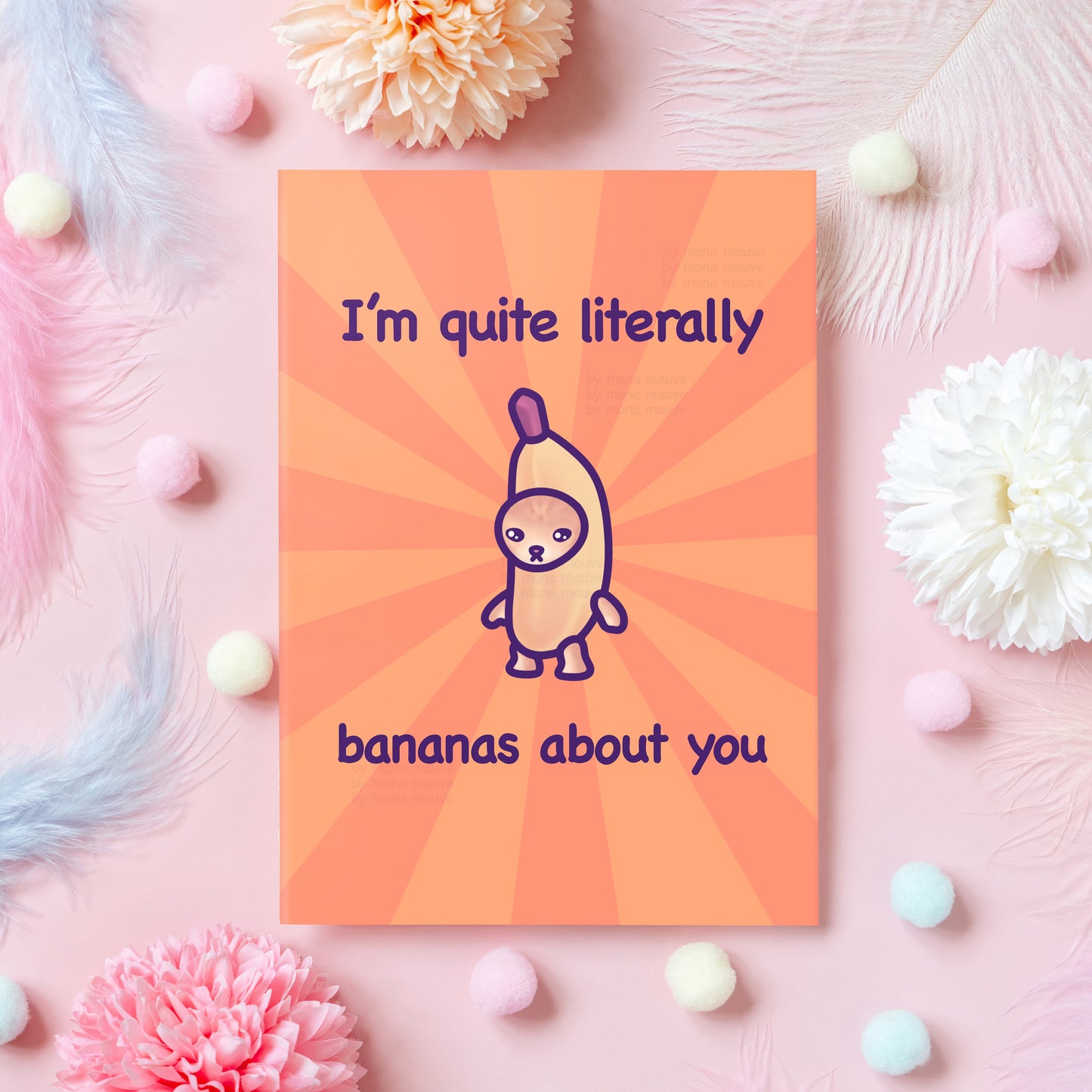 Funny Cat Anniversary Card | Bananas About You | Cat Meme Love Card | For Husband, Wife, Boyfriend, Girlfriend | Gift for Her or Him