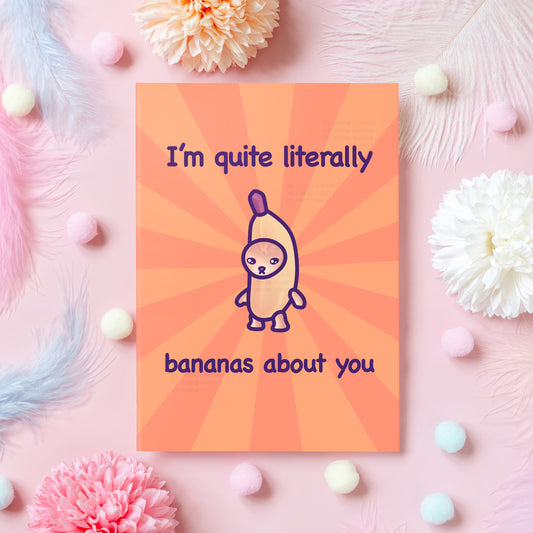 Bananas About You | Funny Cat Anniversary Card