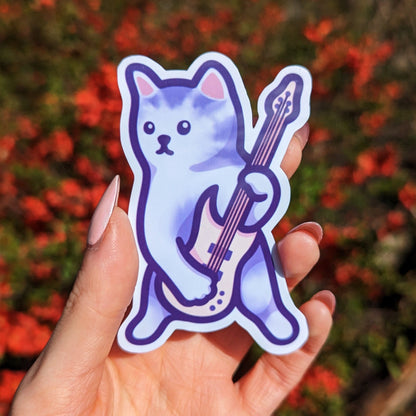 Guitar Cat Meme Vinyl Sticker | Cute Cat Meme | Kawaii Waterproof Sticker for Water Bottle, Phone, Laptop, Bumper, Luggage