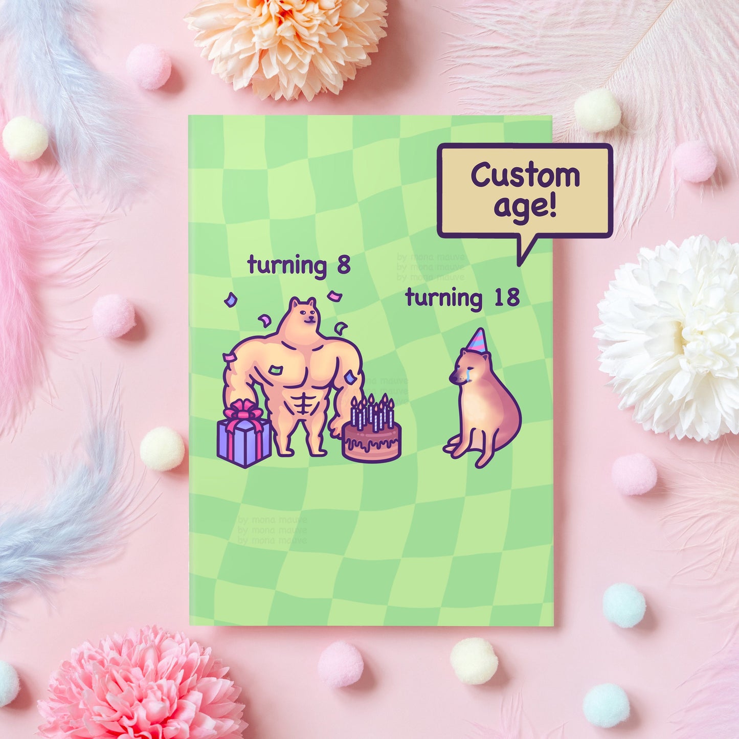Funny Birthday Card | Custom Age | Buff Doge and Cheems Meme