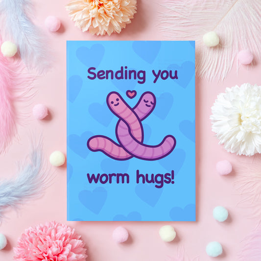 Funny Love Card | Sending You Worm Hugs! | I Miss You Card for Mom, Dad, Long-Distance Partner, Friend, Grandparents | Gift for Her or Him