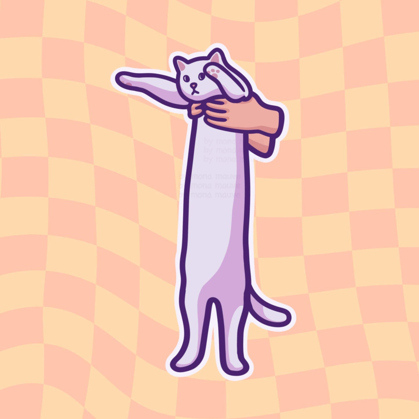 Long Cat Meme Vinyl Sticker | Cute Cat Meme | Kawaii Waterproof Sticker for Water Bottle, Phone, Laptop, Bumper, Luggage