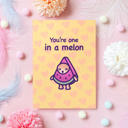 You're One in a Melon! | Cute Cat Thank You Card