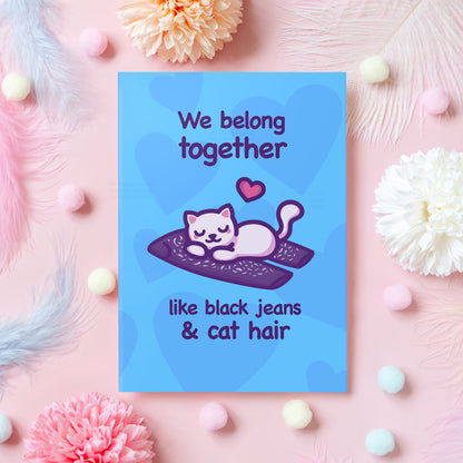 Funny Cat Anniversary Card | We Belong Together | Wedding or Dating Anniversary | For Husband, Wife, Boyfriend, Girlfriend - Her or Him