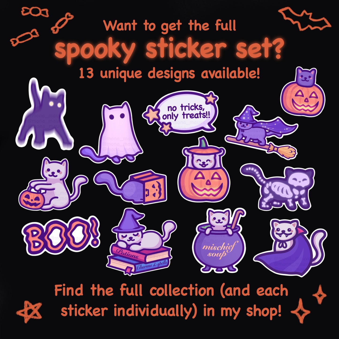 Vinyl Halloween Cat Sticker | Ghost Cat | Cute Waterproof Autumn Sticker for Door, Window, Treat Bag, Planner, Car, Decor