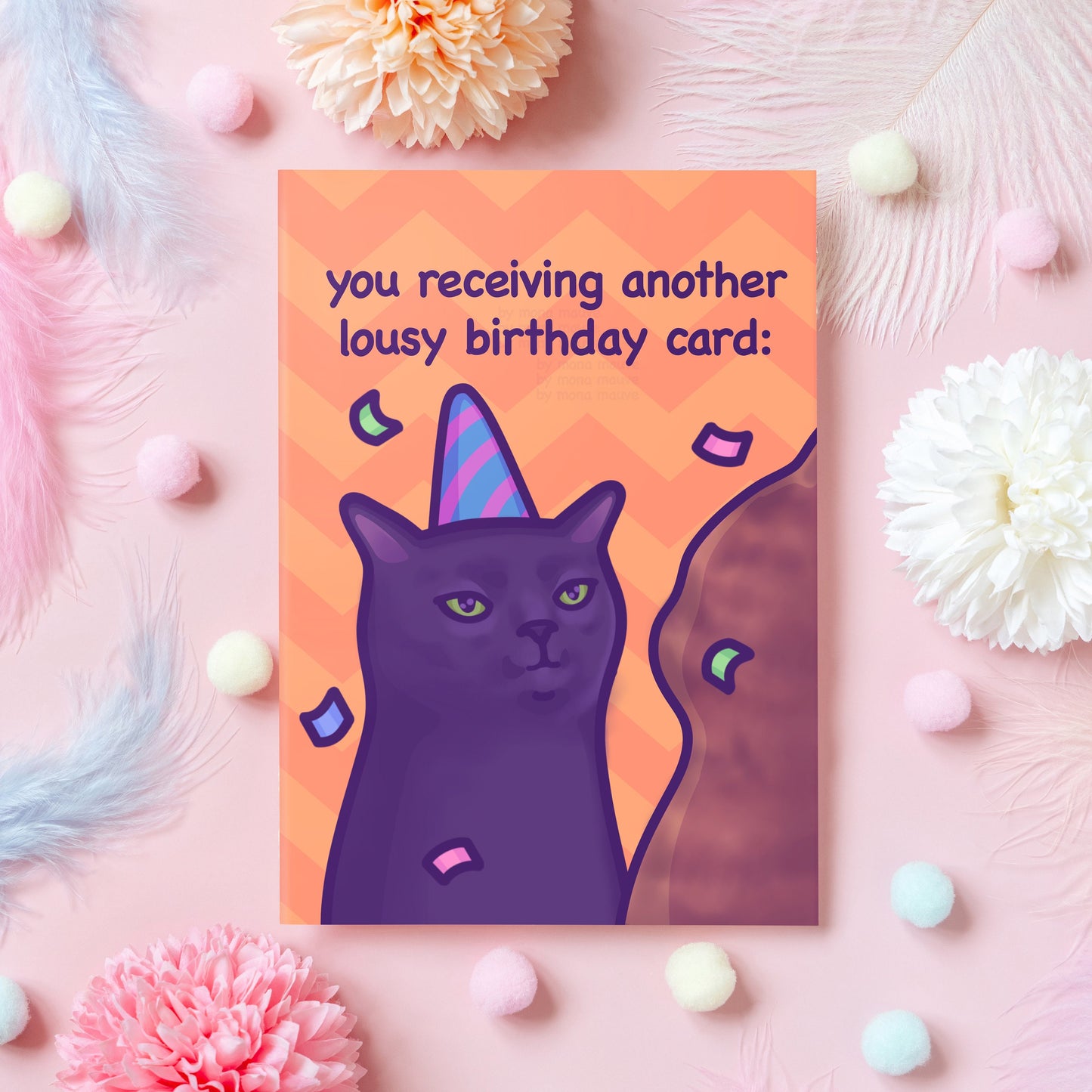 Funny Cat Meme Birthday Card | Black Cat Zoning Out | "Lousy" Birthday Gift for Boyfriend, Girlfriend, Husband, Wife - Her or Him