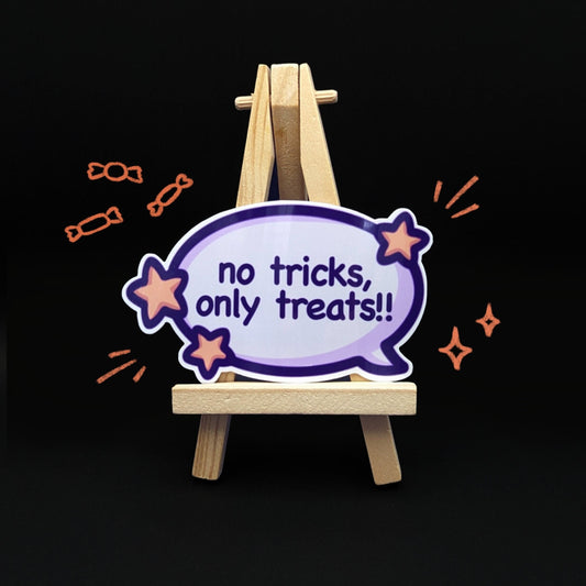 Vinyl Halloween Sticker | No Tricks, Only Treats! | Cute Waterproof Autumn Sticker for Window, Door, Treat Bag, Planner, Car, Room Decor