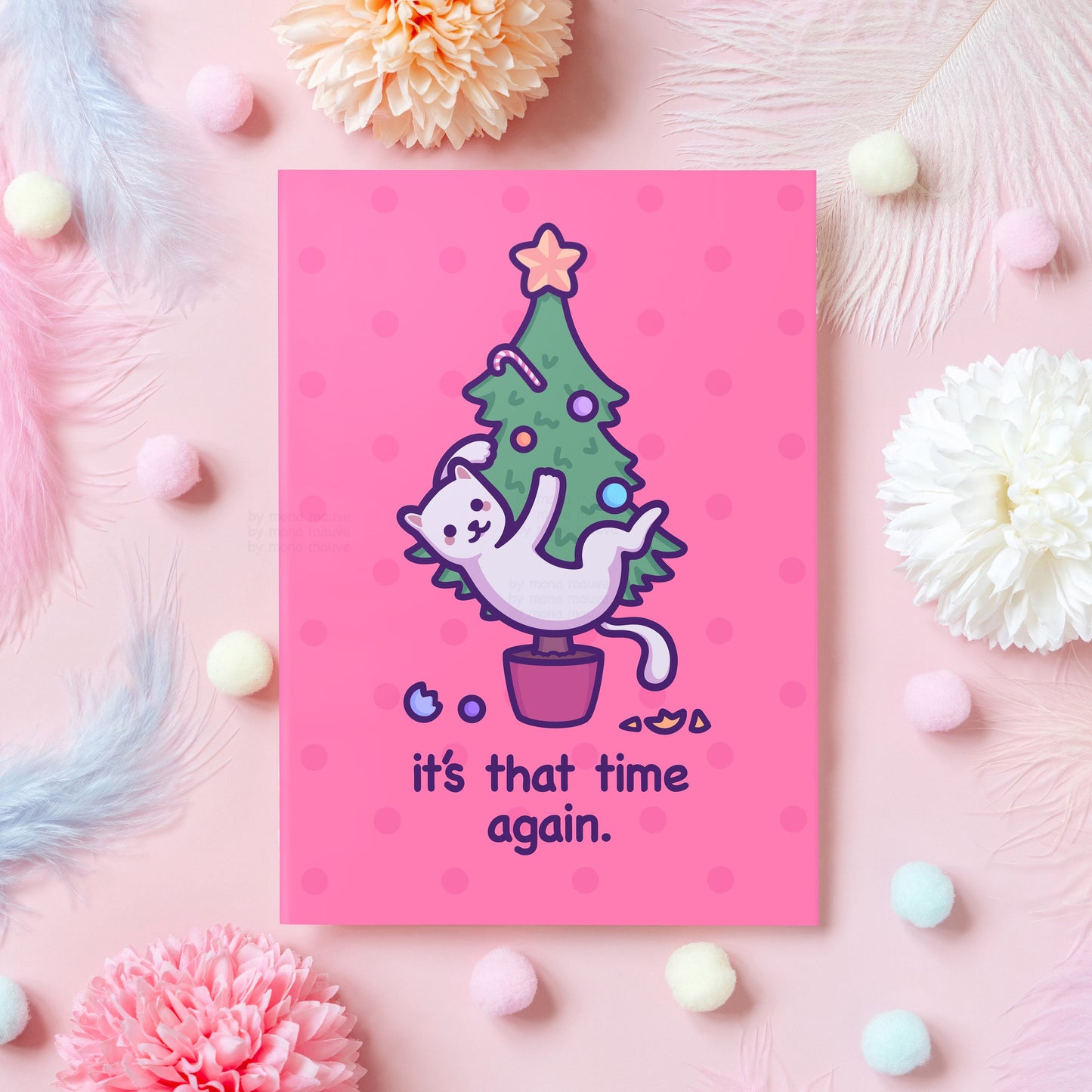 Funny Cat Christmas Card | It's That Time Again. | Cat on a Christmas Tree | Xmas Gift for Sister, Brother, Mum, Dad - Her or Him