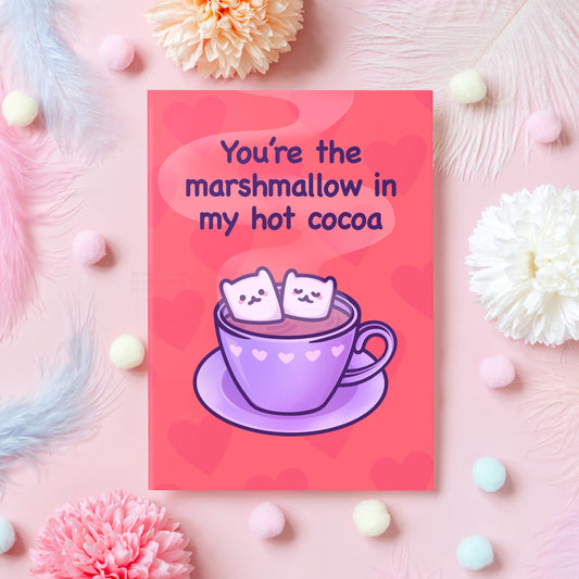 Cute Christmas Card | Marshmallow in My Hot Cocoa  | Christmas or Anniversary Gift for Husband, Wife, Boyfriend, Girlfriend - Her or Him