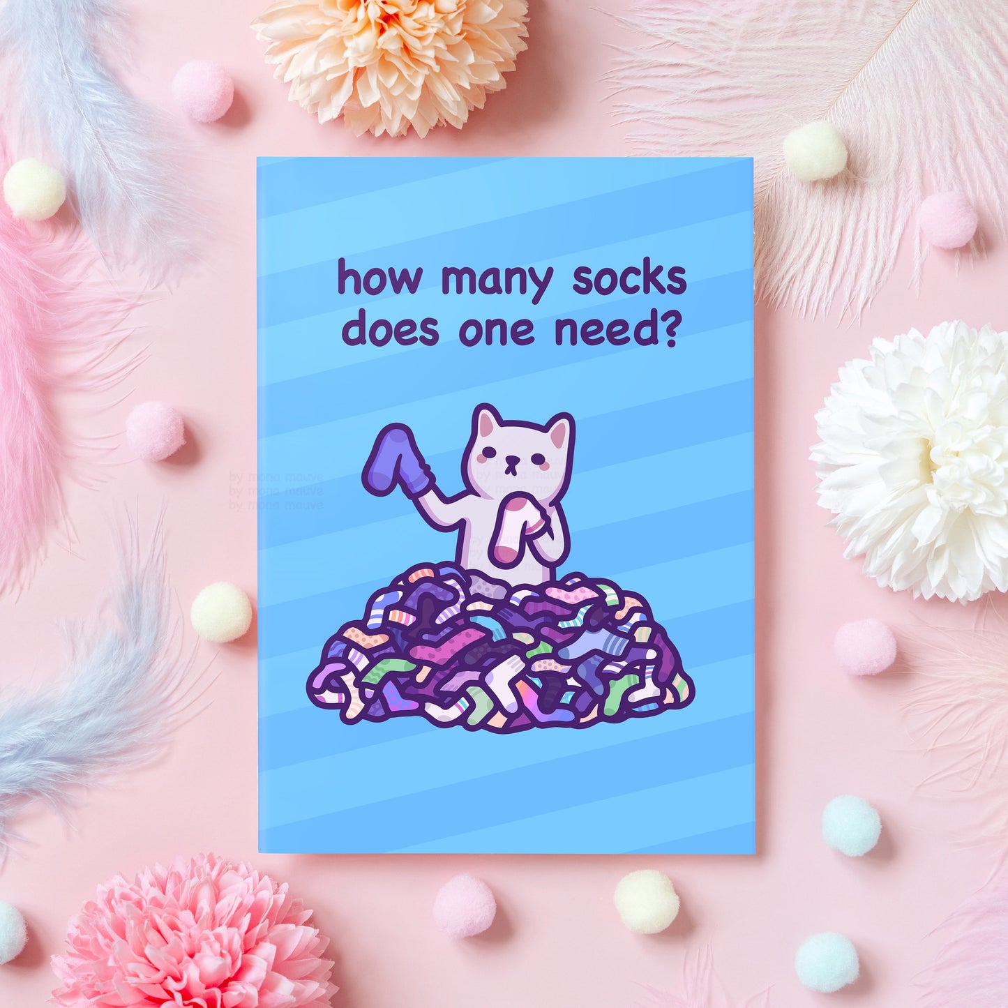 Funny Cat Christmas Card | How Many Socks Does One Need? | Meme Gift for Best Friend, Boyfriend, Husband, Dad, Mom, Brother - Her or Him