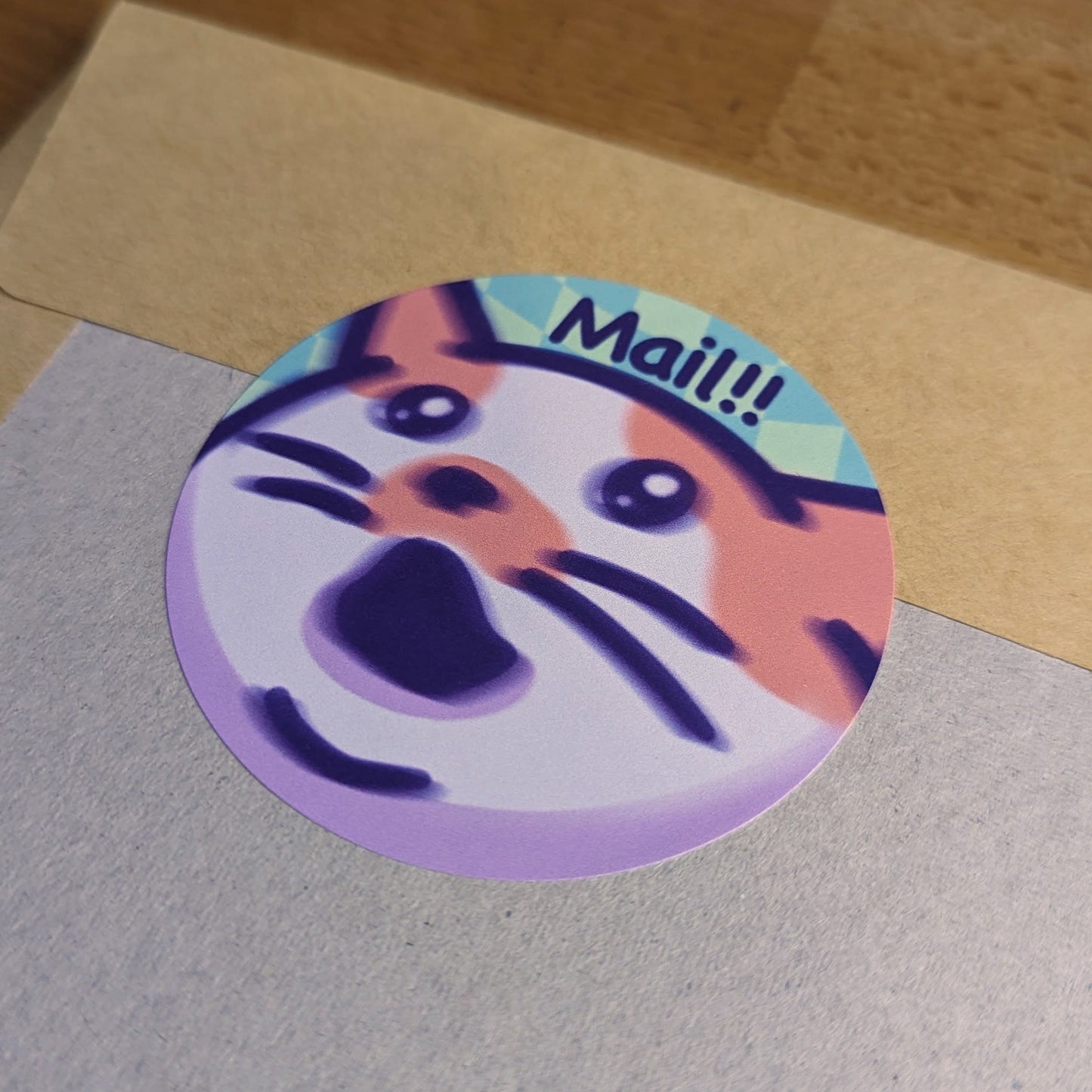 Cute Cat Packaging Sticker Set | Mail! | Envelope/Gift Seal for Christmas, Birthday, Small Business | Recyclable Circle Bundle