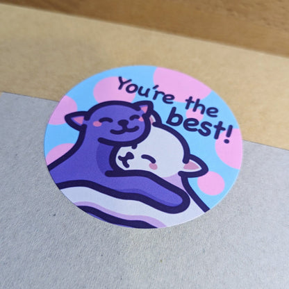 Cute Cat Hug Packaging Sticker Set | You're The Best | Envelope or Gift Seal